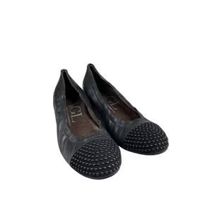 AGL Leather Round Toe Flats Womens Black Casual Slip On Size 7